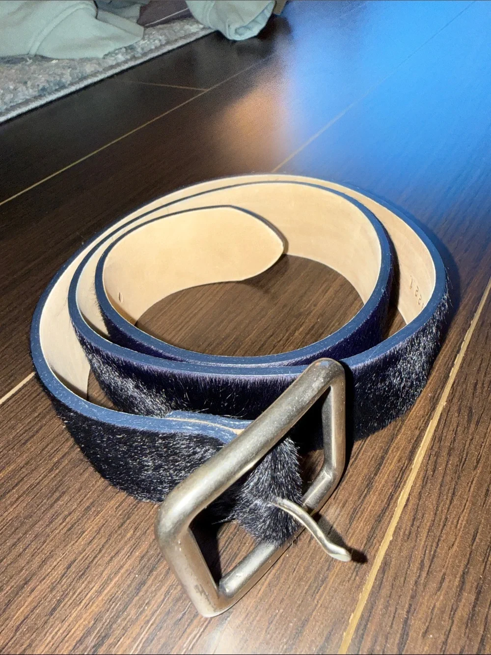 Street Ahead Suede Belt with Buckle - Midnight Blue, Small